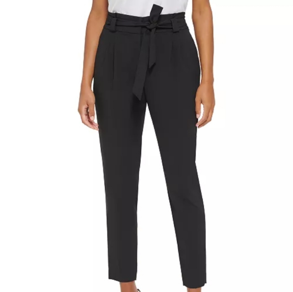 Calvin Klein Black Tie-Waist Trousers